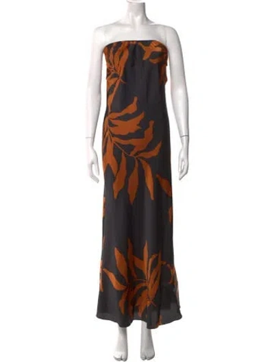 Pre-owned Misa Floral Print Long Dress In Multicolor