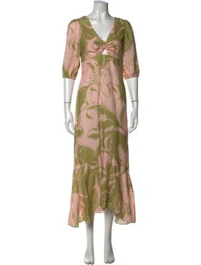 Pre-owned Misa Floral Print Long Dress In Multicolor
