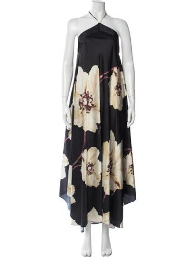 Pre-owned Misa Floral Print Long Dress In Multicolor
