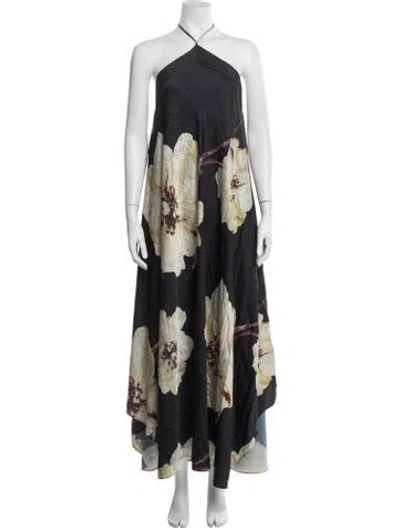 Pre-owned Misa Floral Print Long Dress In Multicolor
