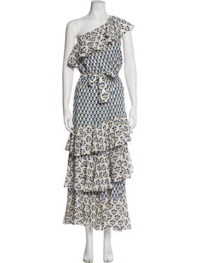 Pre-owned Misa Floral Print Long Dress In Neutral