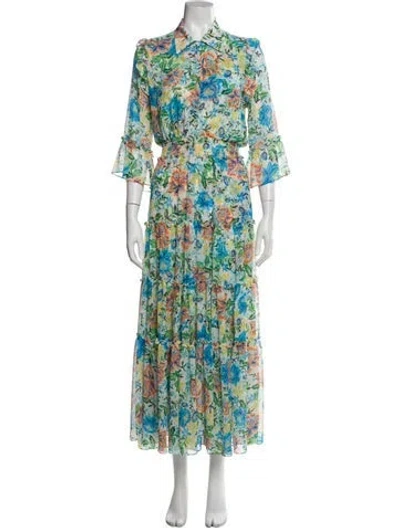 Pre-owned Misa Floral Print Long Dress In Neutral