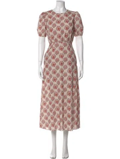 Pre-owned Misa Floral Print Long Dress In Neutral