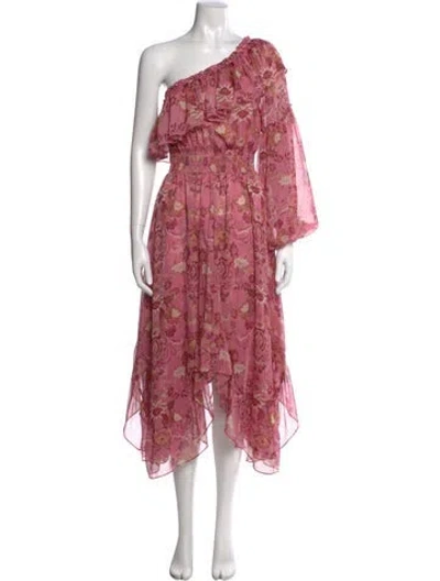 Pre-owned Misa Floral Print Long Dress In Neutral