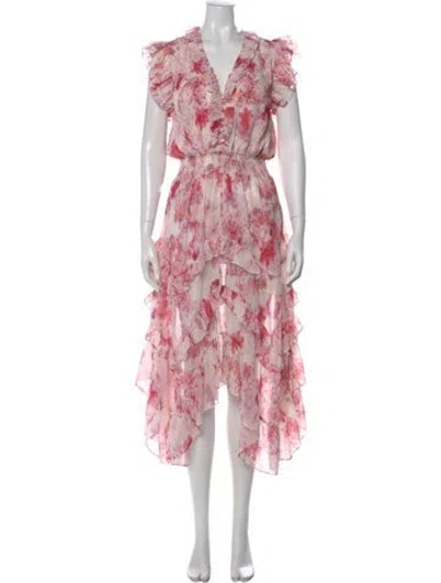 Pre-owned Misa Floral Print Long Dress In Neutral