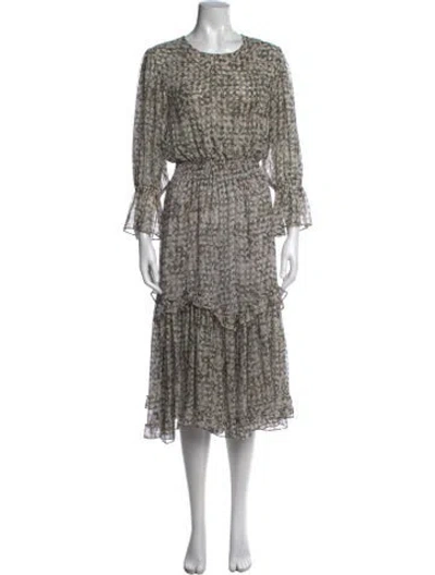 Pre-owned Misa Floral Print Long Dress In Neutral