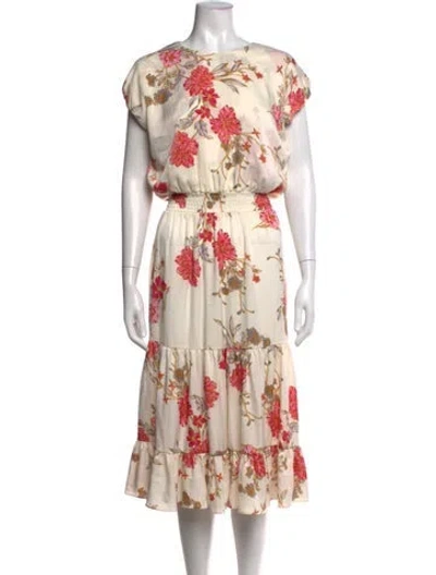 Pre-owned Misa Floral Print Long Dress In Neutrals