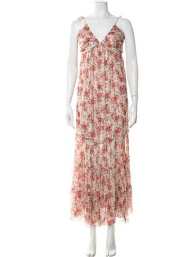 Pre-owned Misa Floral Print Long Dress In Neutrals