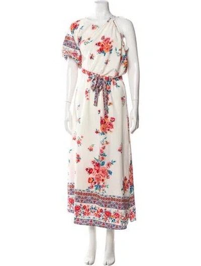 Pre-owned Misa Floral Print Long Dress In Neutrals