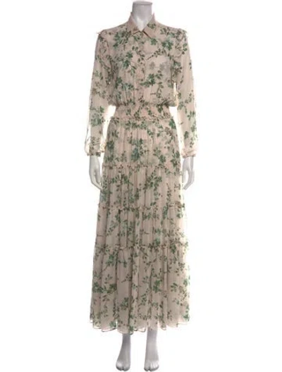 Pre-owned Misa Floral Print Long Dress In Neutrals