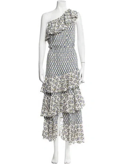 Pre-owned Misa Floral Print Long Dress In Neutrals