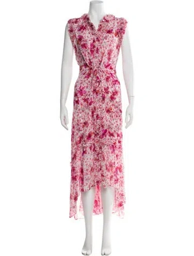Pre-owned Misa Floral Print Long Dress In Pink