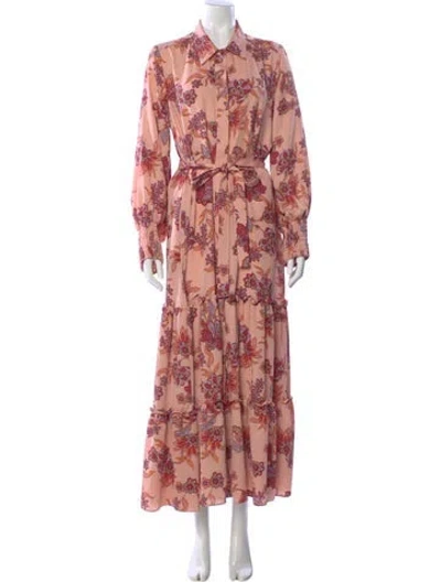 Pre-owned Misa Floral Print Long Dress In Pink