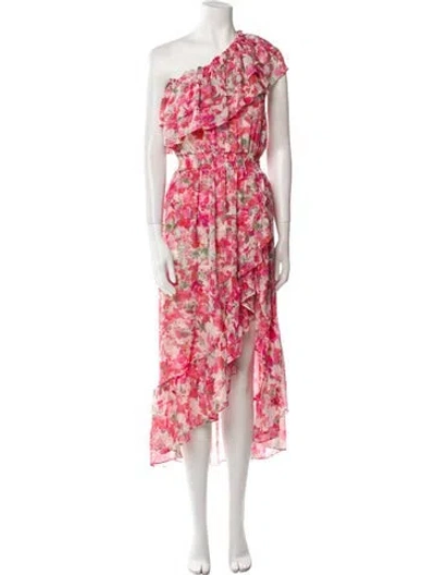 Pre-owned Misa Floral Print Long Dress In Pink
