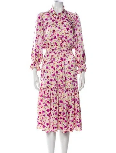 Pre-owned Misa Floral Print Long Dress In Pink