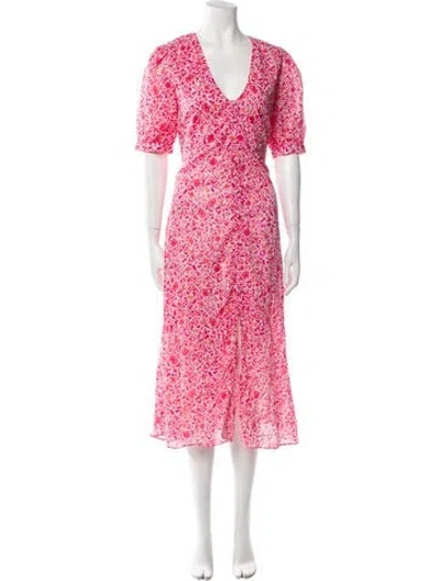 Pre-owned Misa Floral Print Long Dress In Pink