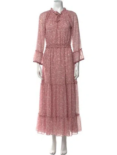 Pre-owned Misa Floral Print Long Dress In Pink