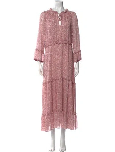 Pre-owned Misa Floral Print Long Dress In Pink