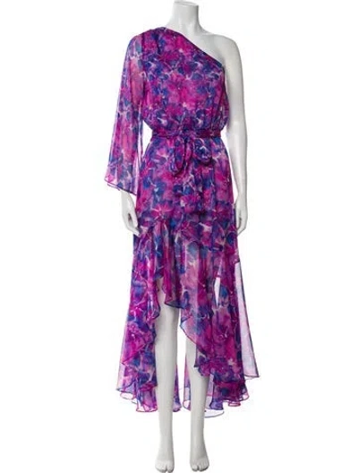 Pre-owned Misa Floral Print Long Dress In Pink