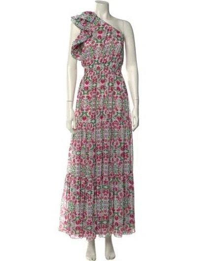 Pre-owned Misa Floral Print Long Dress In Pink