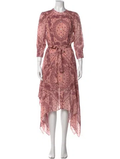 Pre-owned Misa Floral Print Long Dress In Pink