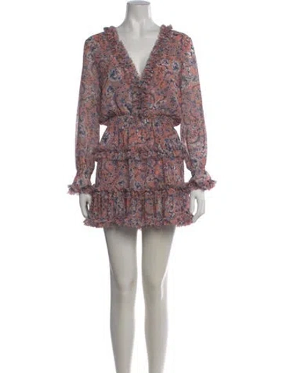 Pre-owned Misa Floral Print Long Dress In Pink