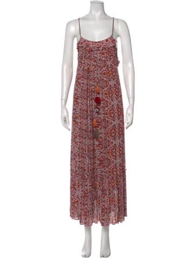Pre-owned Misa Floral Print Long Dress In Pink