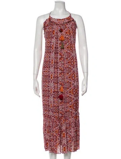 Pre-owned Misa Floral Print Long Dress In Pink