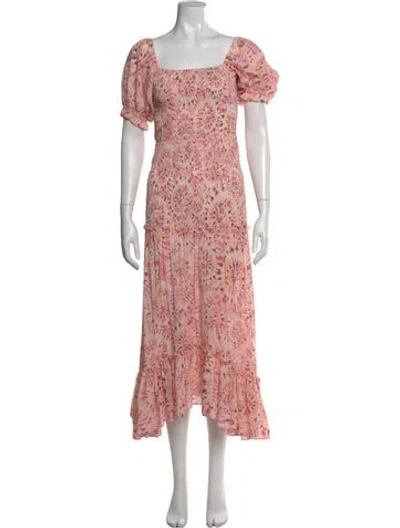 Pre-owned Misa Floral Print Long Dress In Pink