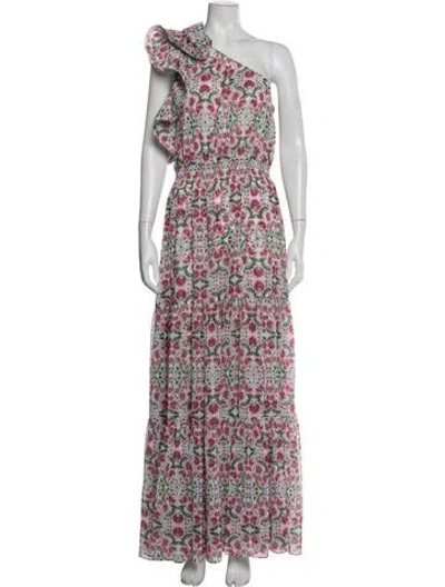 Pre-owned Misa Floral Print Long Dress In Pink