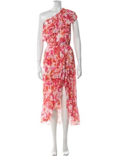 Pre-owned Misa Floral Print Long Dress In Pink