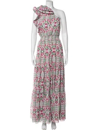Pre-owned Misa Floral Print Long Dress In Pink