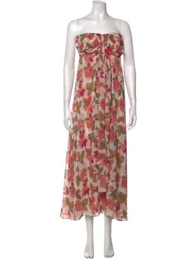 Pre-owned Misa Floral Print Long Dress In Pink