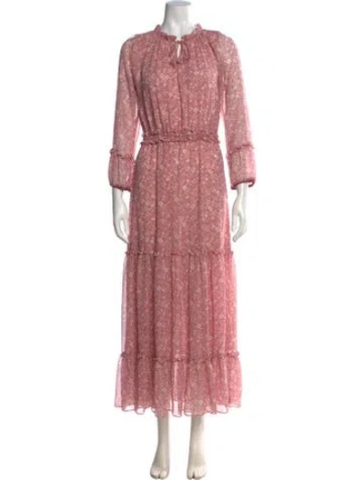 Pre-owned Misa Floral Print Long Dress In Pink