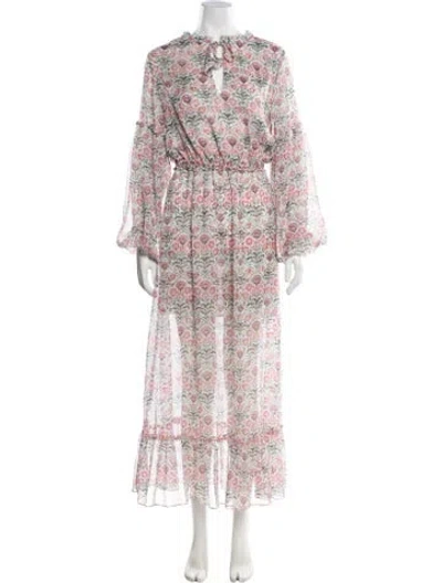 Pre-owned Misa Floral Print Long Dress In Pink