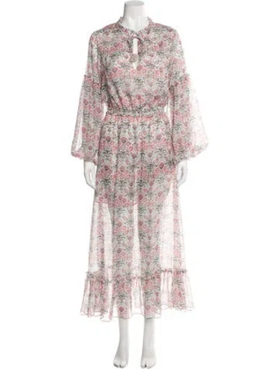 Pre-owned Misa Floral Print Long Dress In Pink