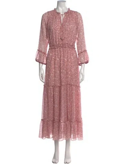 Pre-owned Misa Floral Print Long Dress In Pink