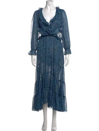 Pre-owned Misa Floral Print Long Dress W/ Tags