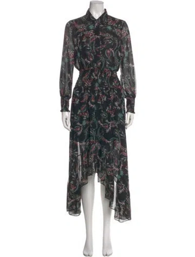 Pre-owned Misa Floral Print Long Dress W/ Tags In Black