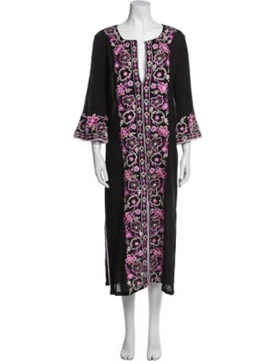 Pre-owned Misa Floral Print Long Dress W/ Tags In Black