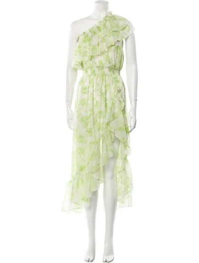 Pre-owned Misa Floral Print Long Dress W/ Tags In Green