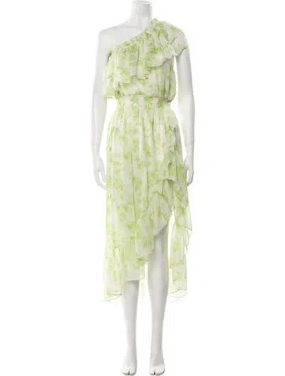 Pre-owned Misa Floral Print Long Dress W/ Tags In Green