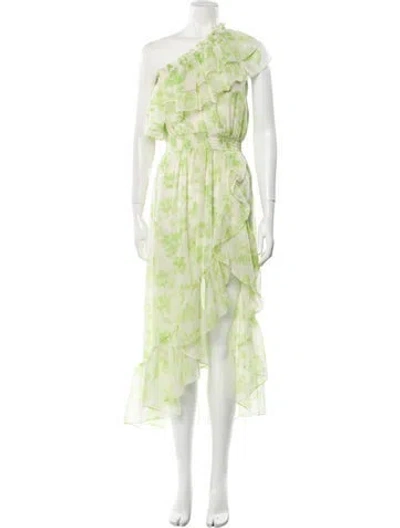 Pre-owned Misa Floral Print Long Dress W/ Tags In Green