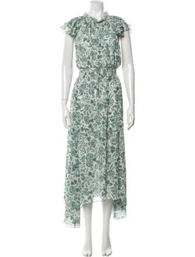 Pre-owned Misa Floral Print Long Dress W/ Tags In Green