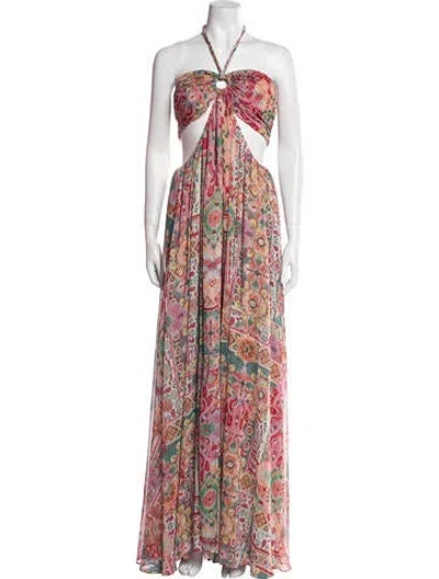 Pre-owned Misa Floral Print Long Dress W/ Tags In Multi