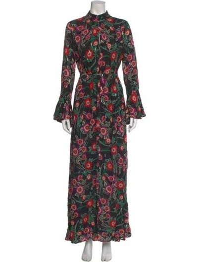 Pre-owned Misa Floral Print Long Dress W/ Tags In Multi