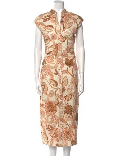 Pre-owned Misa Floral Print Long Dress W/ Tags In Multi