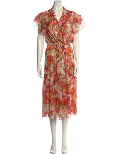 Pre-owned Misa Floral Print Long Dress W/ Tags In Multi