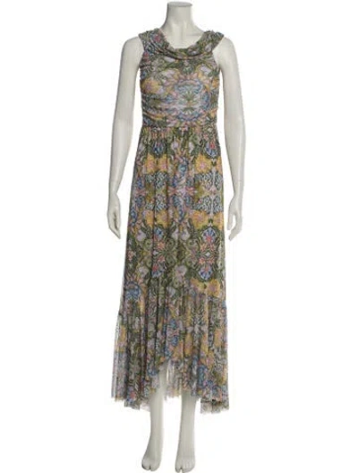 Pre-owned Misa Floral Print Long Dress W/ Tags In Multi