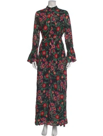 Pre-owned Misa Floral Print Long Dress W/ Tags In Multi
